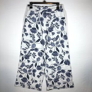 Ella Moss Women's Small White Linen Blend Wide Leg Casual Ankle Pants